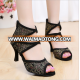 Wholesale Shiny diamond ankle strap gautiers dance shoes latin dance shoes