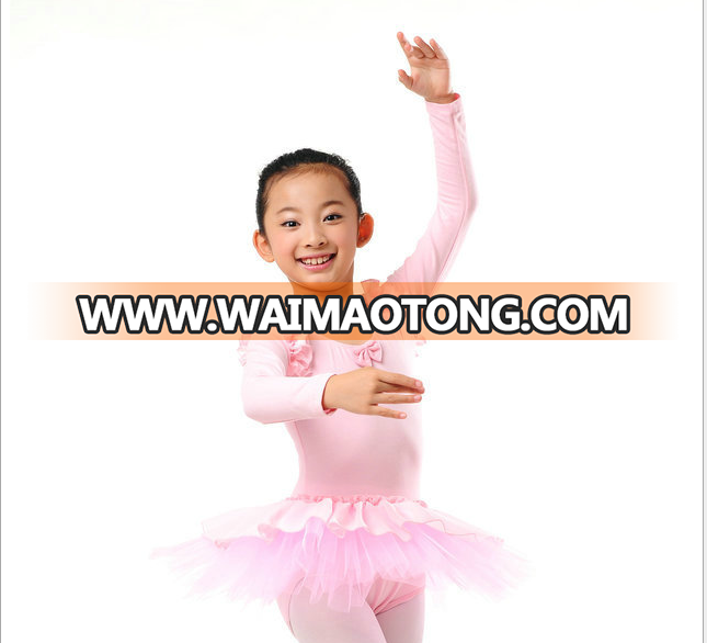 wholesale kids professional pink ballet dress girlslong sleeves pink ballet dress